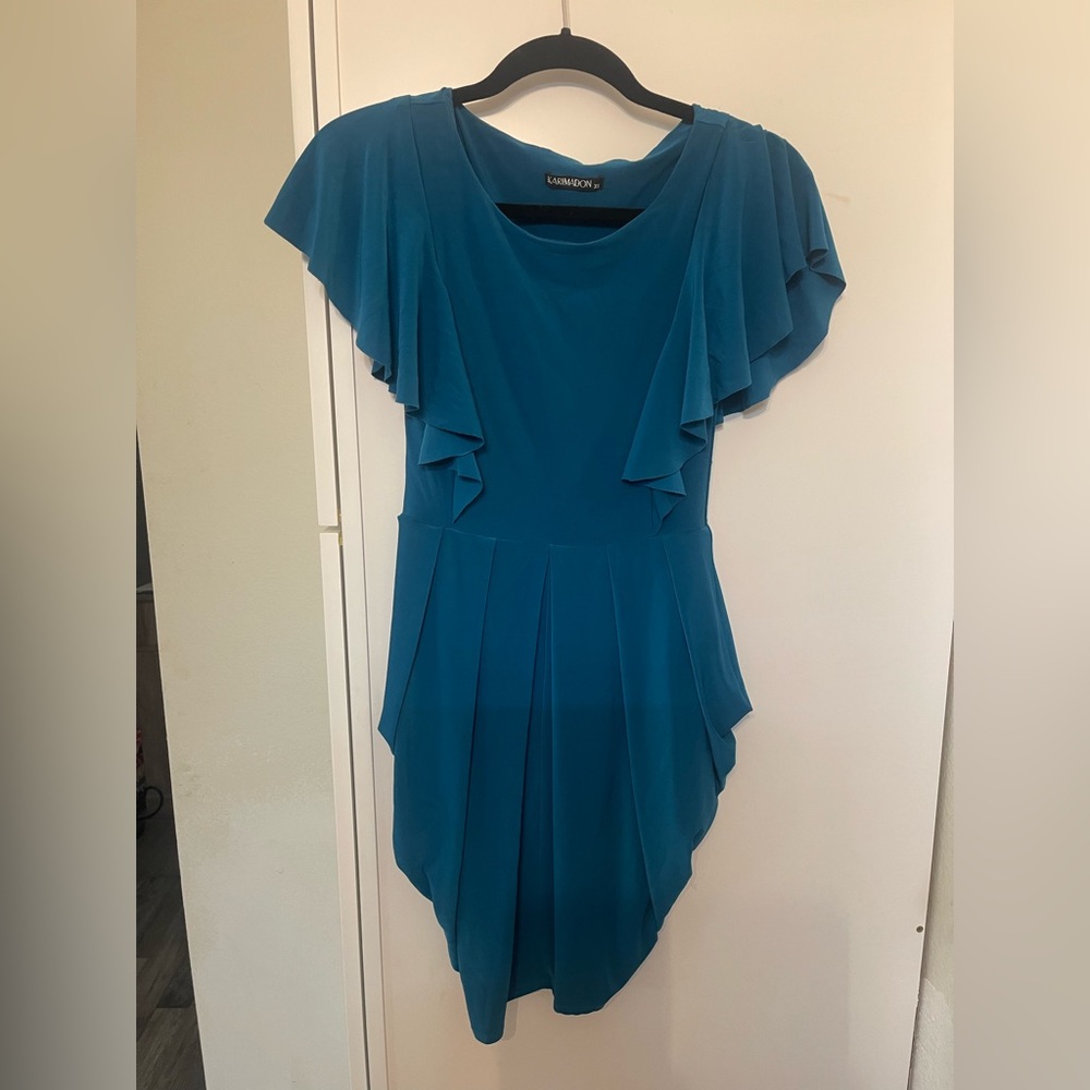 Elegant Teal Asymmetrical Dress